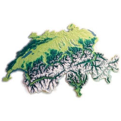 Die Schweiz in 3D, farbig, gerahmt, 1:1‘000‘000